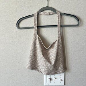 NWT Abercrombie and Fitch Heather Brown and White Square Neck Halter Top Size M